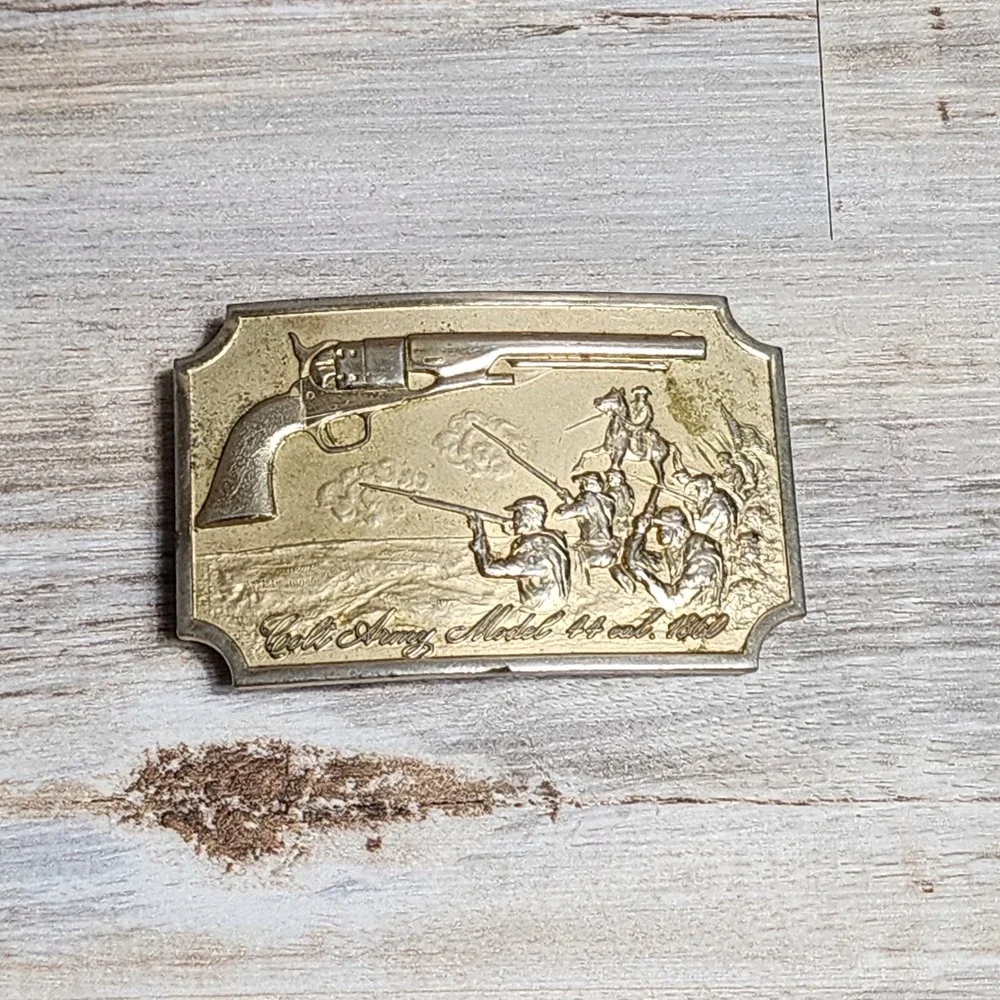 Vintage Colt Firearms Model 1860 Army Revolver Belt Buckle 2nd Edition Gold Tone